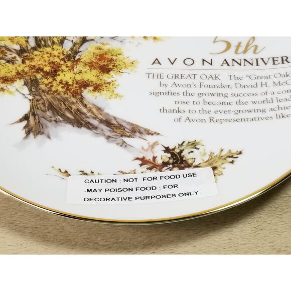 Avon 5th Fifth Anniversary Fine Porcelain 22k Gold Trim 8 1/2" Vintage - Picture 7 of 11